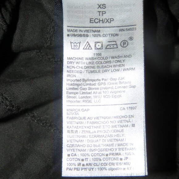 Gap Black Size XS Crinkle Fitted Boyfriend 100% Cotton Button Up Shirt Blouse XS - Picture 6 of 14